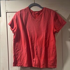 Fresh Produce Pink 100% Cotton V-Neck Tee Medium